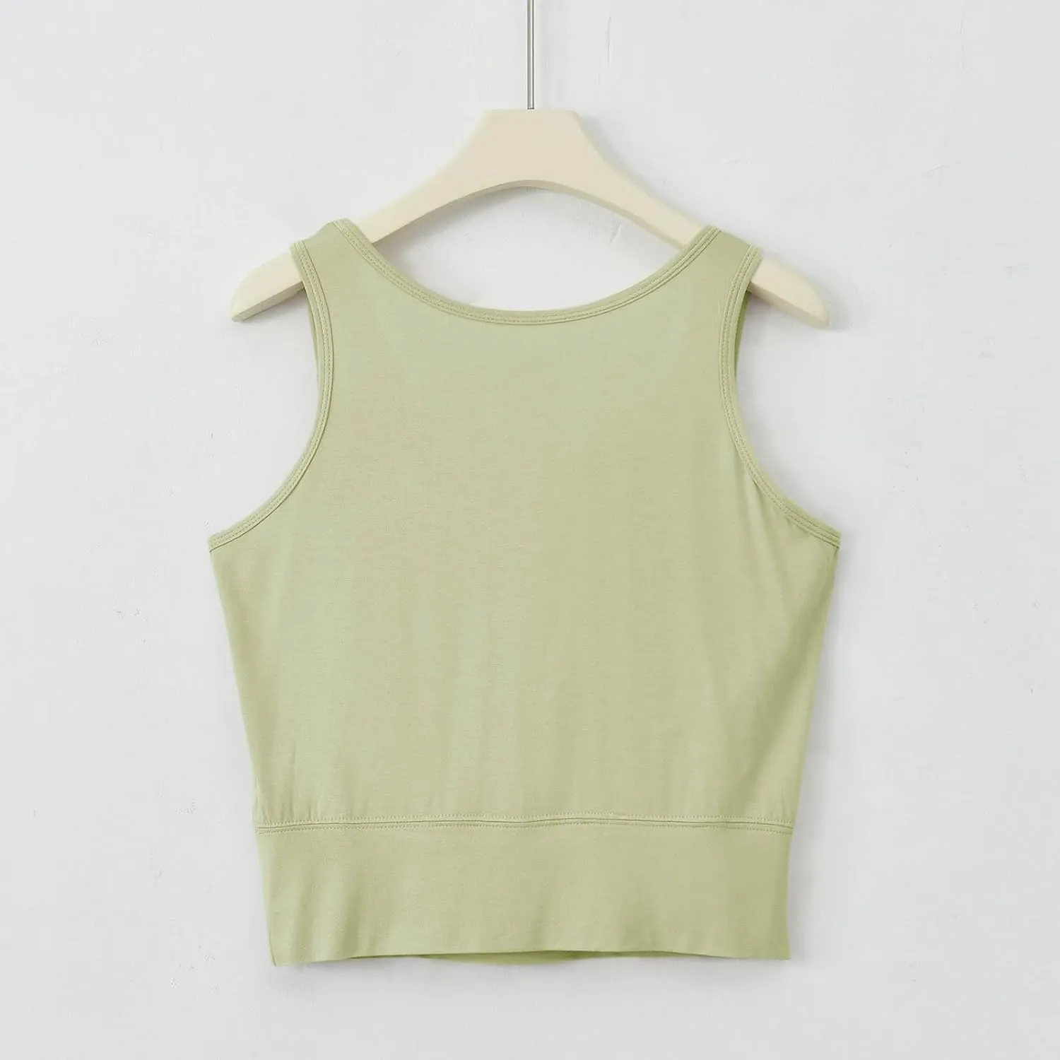 Women's Modal Crop Tank Top Built in Bra, Summer Comfy Breathable Running Workout Clothes Light Support Slim Tops