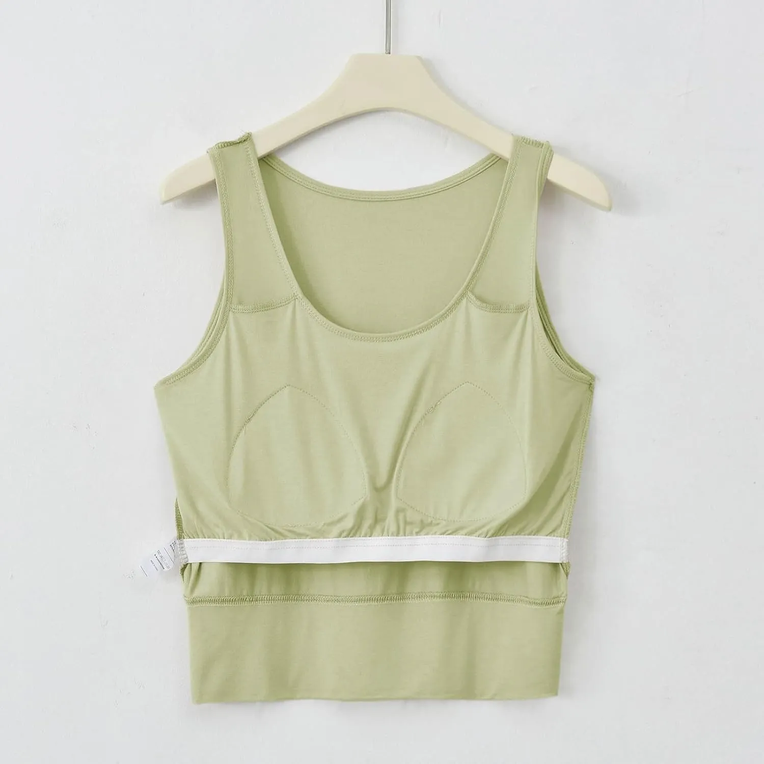 Women's Modal Crop Tank Top Built in Bra, Summer Comfy Breathable Running Workout Clothes Light Support Slim Tops