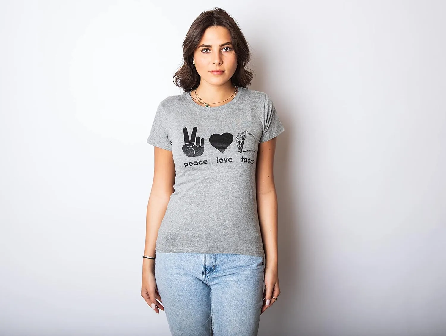 Womens Peace Love Tacos T Shirt Funny Saying Cute Graphic Vintage Ladies Design