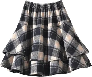 Womens Plaid Mini Skirts Vintage Tiered Tartan Skirt High Waisted Elastic Pleated Skirts A Line Y2k Sports Skirt