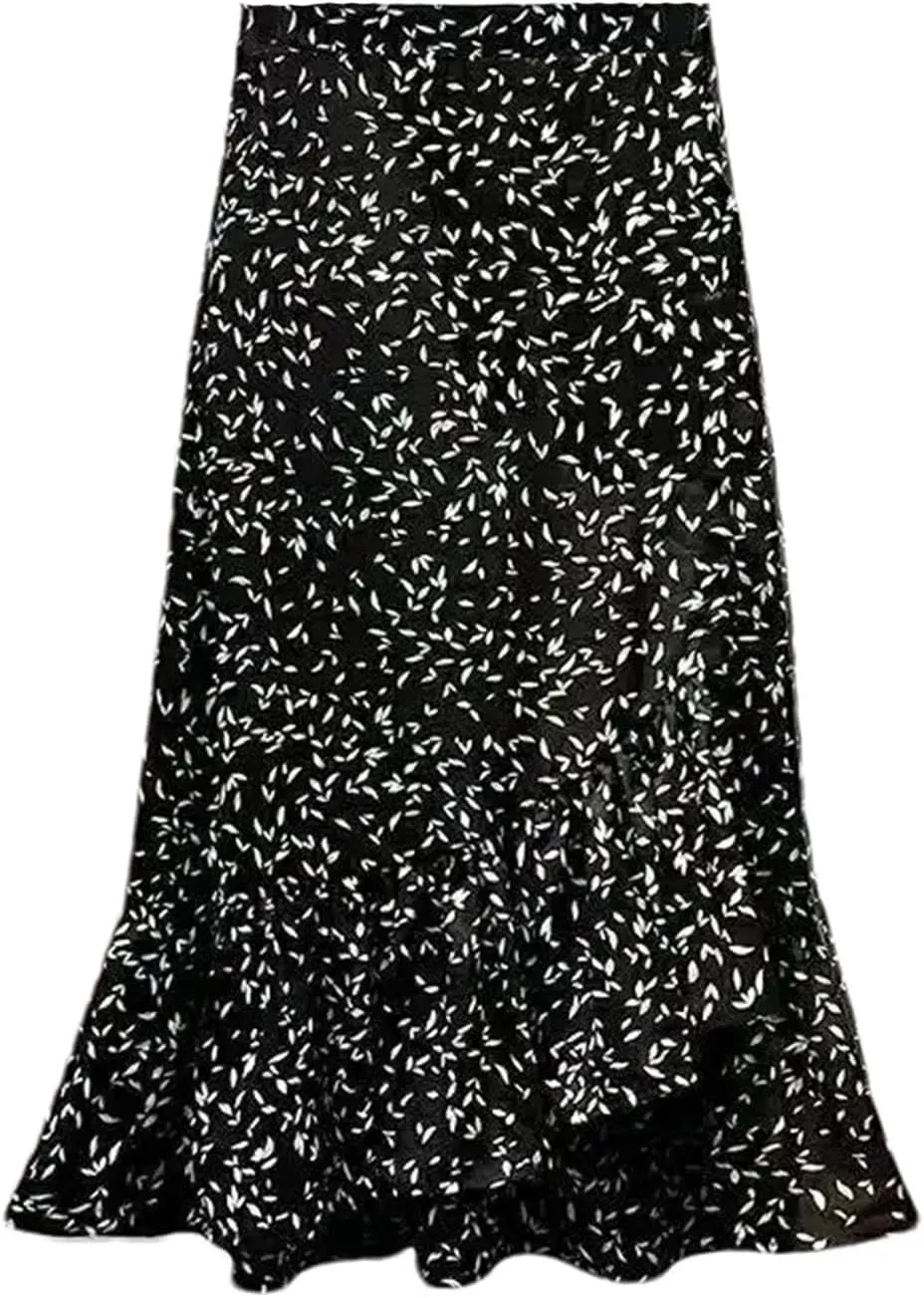 Women's Printing Patchwork Trumpet Skirt High Waist Slim Casual A-Line Skirt