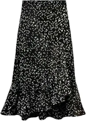 Women's Printing Patchwork Trumpet Skirt High Waist Slim Casual A-Line Skirt