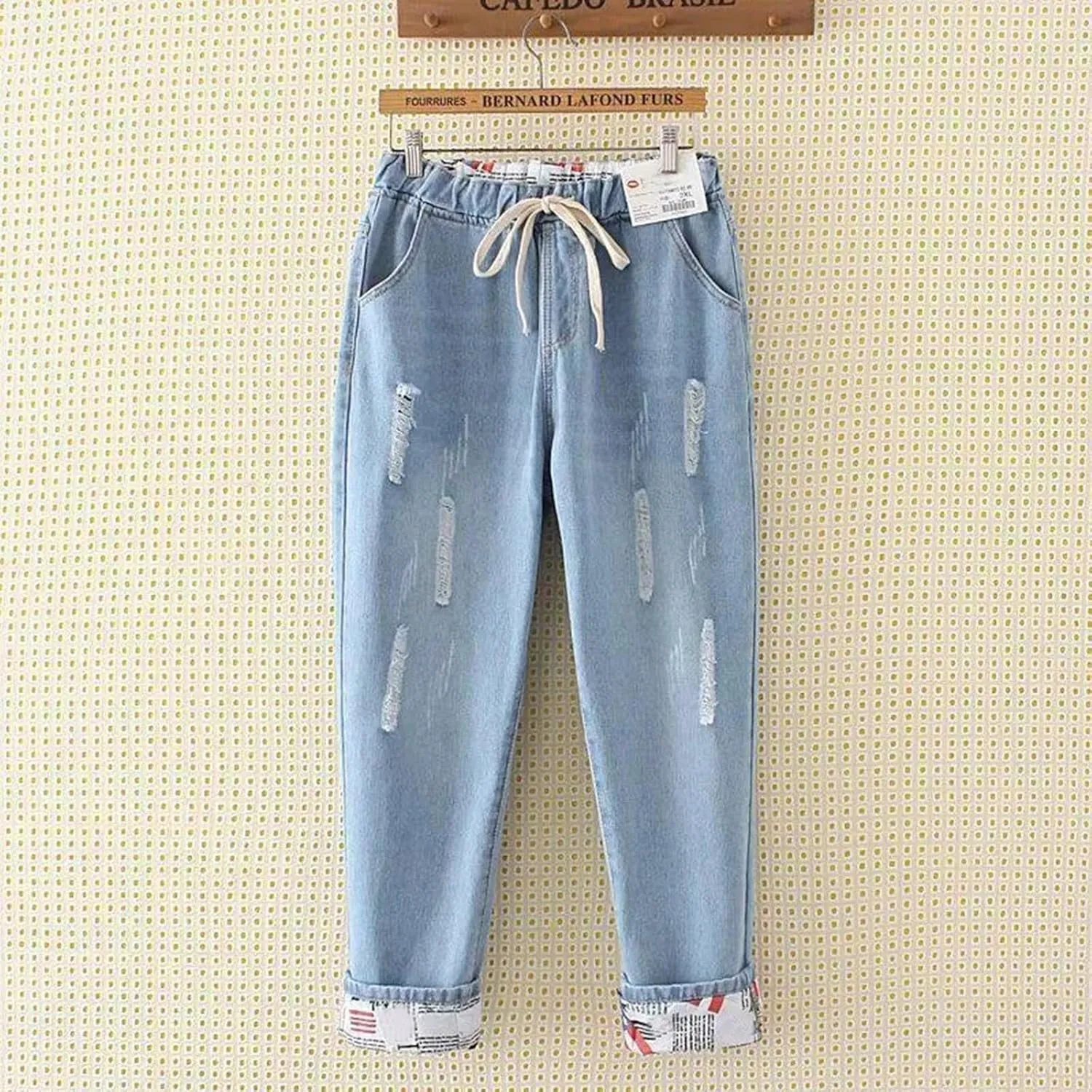 Women's Ripped Jeans Straight Leg Distressed Boyfriend Denim Pants Mid Waisted Straight Ankle Jean Trendy 2024