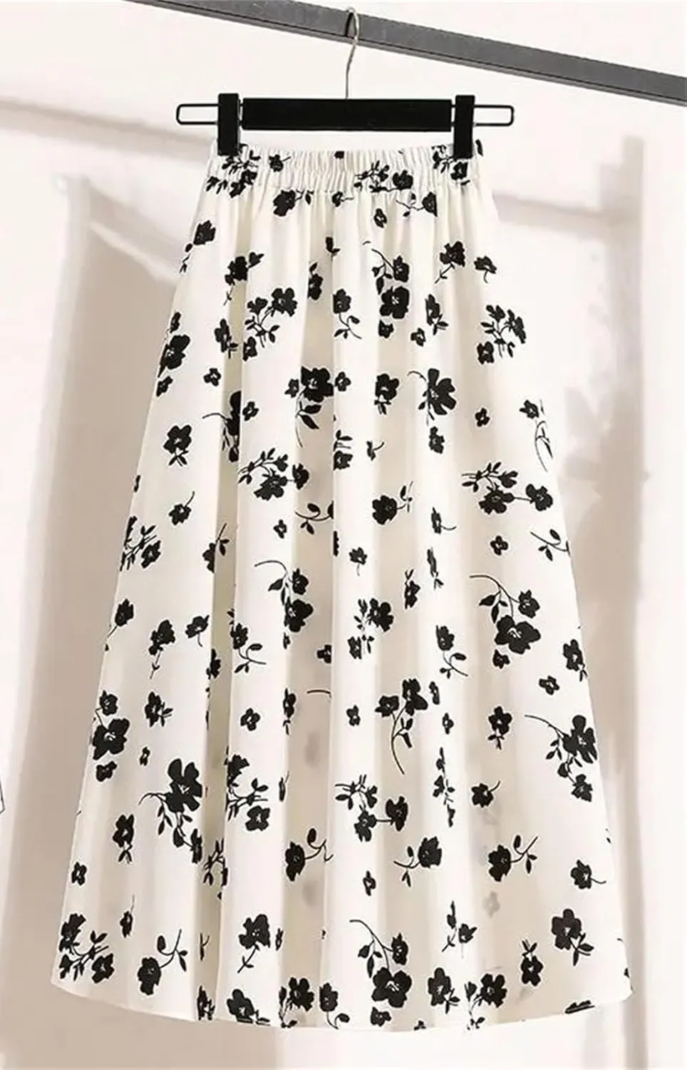 Women's Ruffles Printing A-Line Skirt Summer Elastic Waist Casual Slim Skirt