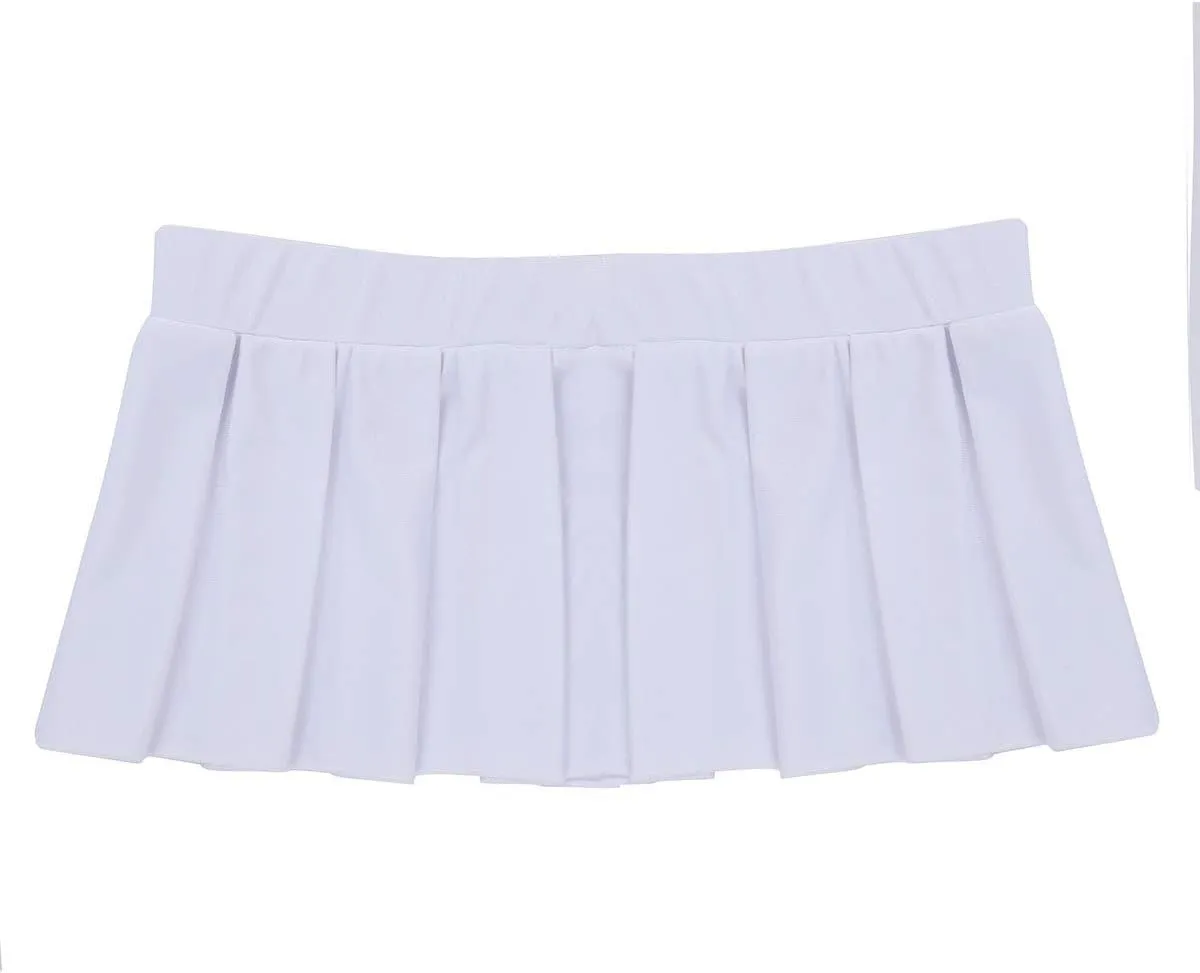 Women's Schoolgirl Pleated Mini Skirt Ruffle Lingerie Cosplay Clubwear Short A-Line Skirt