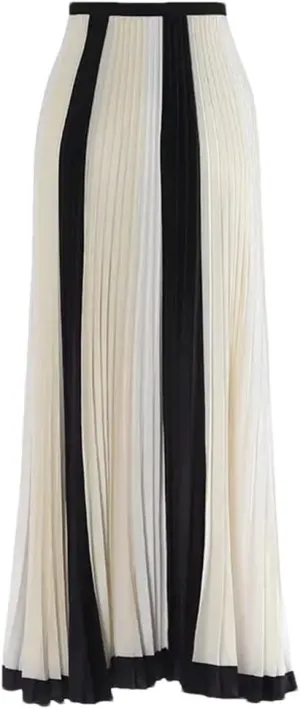 Women's Splicing Chiffon Pleated A-Line Skirt Summer High Waisted Casual Long Skirts