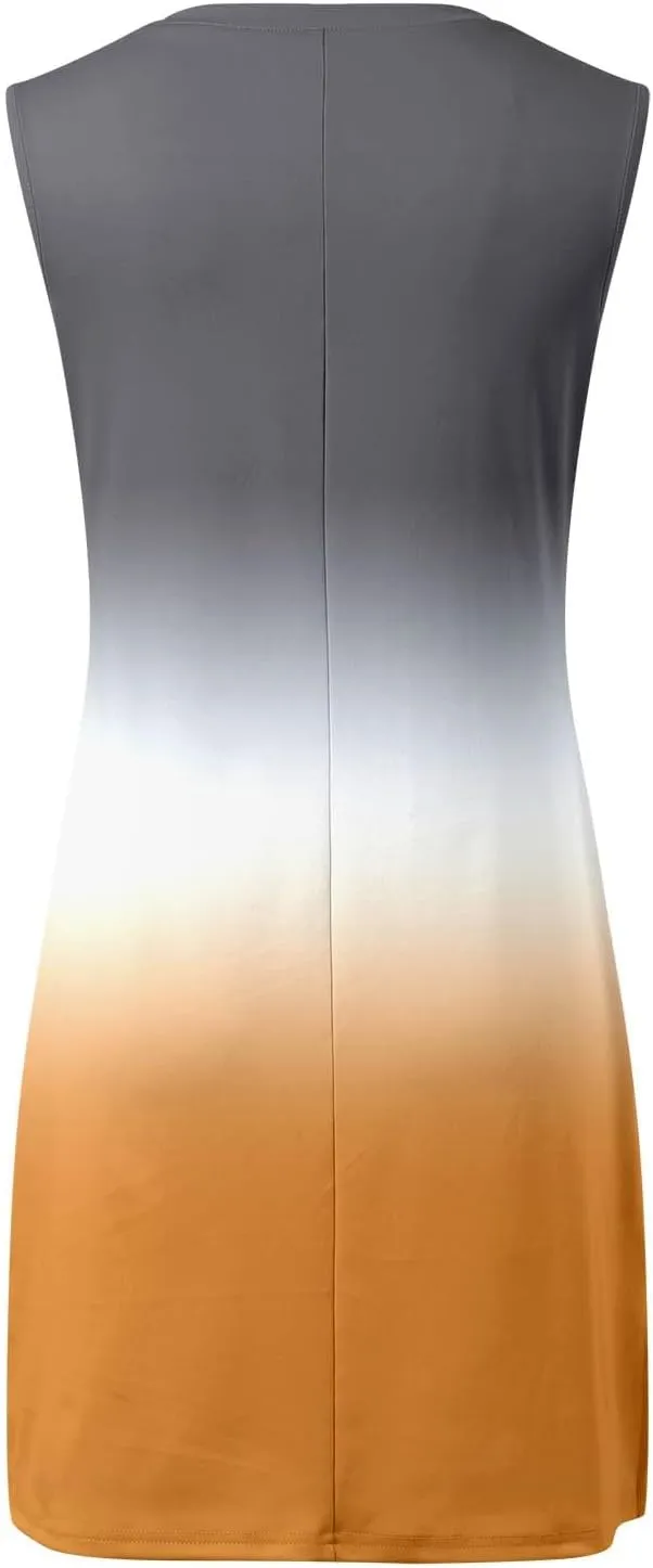 Women's Summer Casual Beach V Neck Dress Vacation Sleeveless Dress with Split Short S