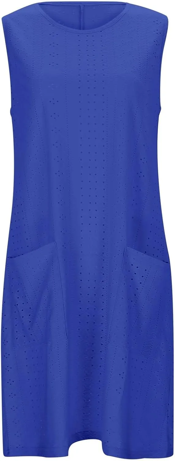 Womens Summer Dress Loose Tank Sundress Sleeveless Dresses Beach Sundress Casual Swing Sun Dress with Pocket 2025