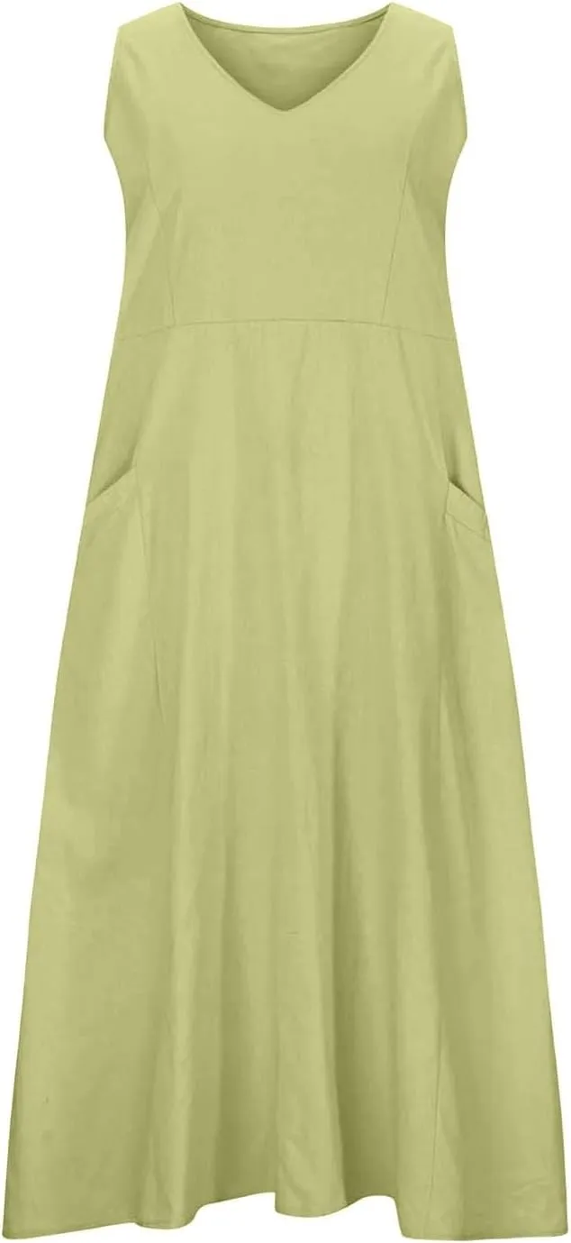Women's Summer Dresses 2025 Women's Summer Casual Sleeveless Long Maxi Beach Dress Gauze Sundress for Women Cotton