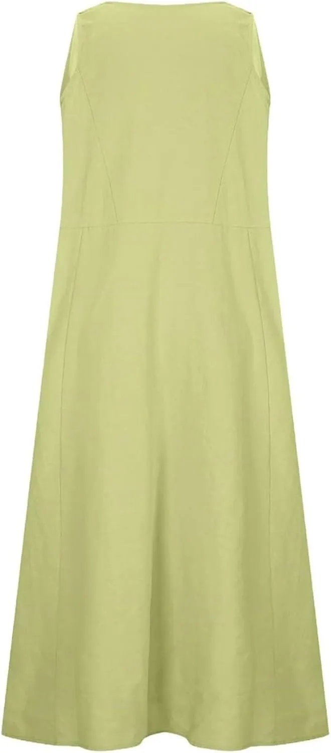 Women's Summer Dresses 2025 Women's Summer Casual Sleeveless Long Maxi Beach Dress Gauze Sundress for Women Cotton