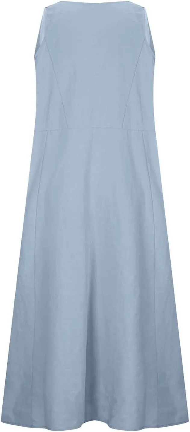 Women's Summer Dresses 2025 Women's Summer Casual Sleeveless Long Maxi Beach Dress Gauze Sundress for Women Cotton
