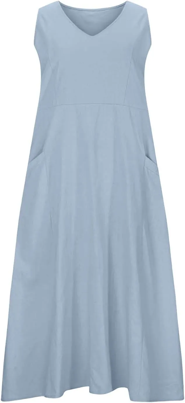 Women's Summer Dresses 2025 Women's Summer Casual Sleeveless Long Maxi Beach Dress Gauze Sundress for Women Cotton