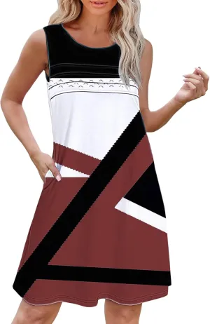 Womens Summer Dresses 2025 Womens with Pockets Summer Casual Tank Dress Sleeveless Midi Beach Dress Sundress Cotton