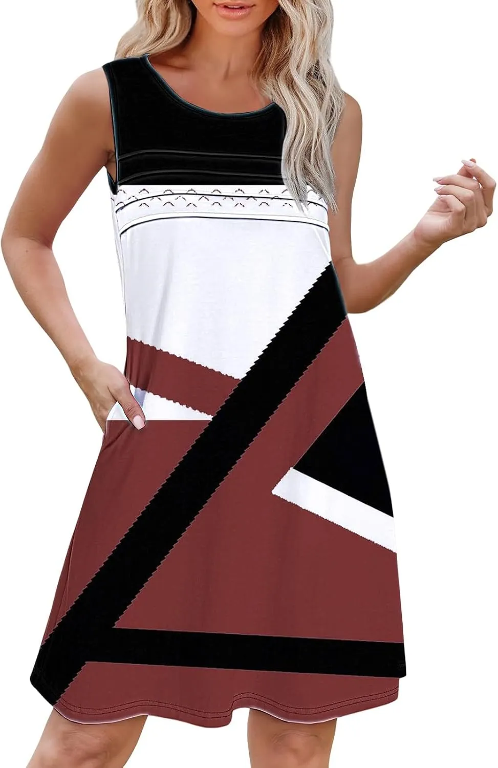 Womens Summer Dresses 2025 Womens with Pockets Summer Casual Tank Dress Sleeveless Midi Beach Dress Sundress Cotton