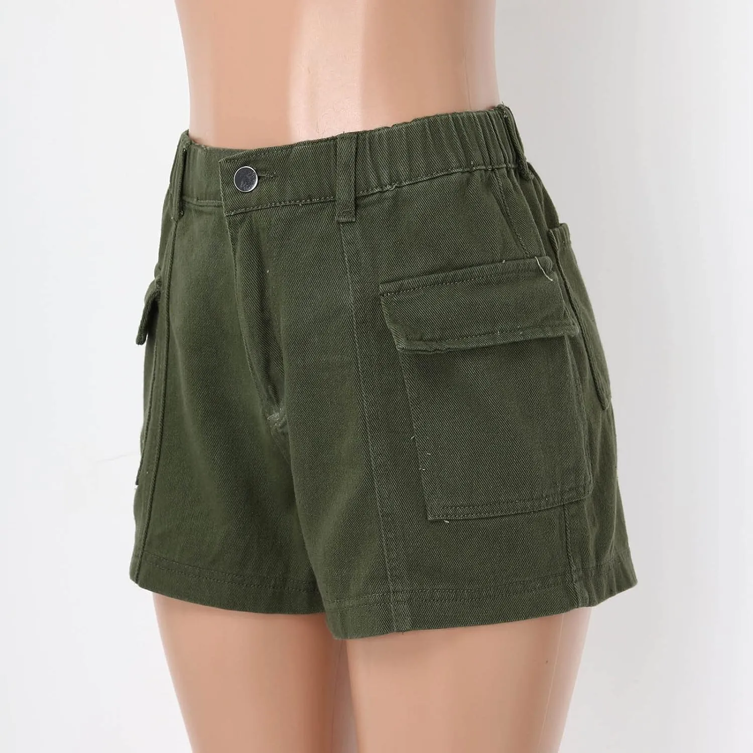 Women's Summer High Waisted Denim Shorts Folded Hem Casual Short Jeans with Pockets