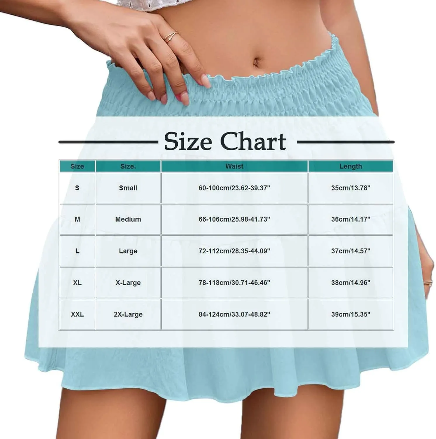 Womens Summer Skirts High Waisted Ruffle Mini Skirt Flowy A Line Skirt Pleated Elastic Waist Skirts Vacation Clothes