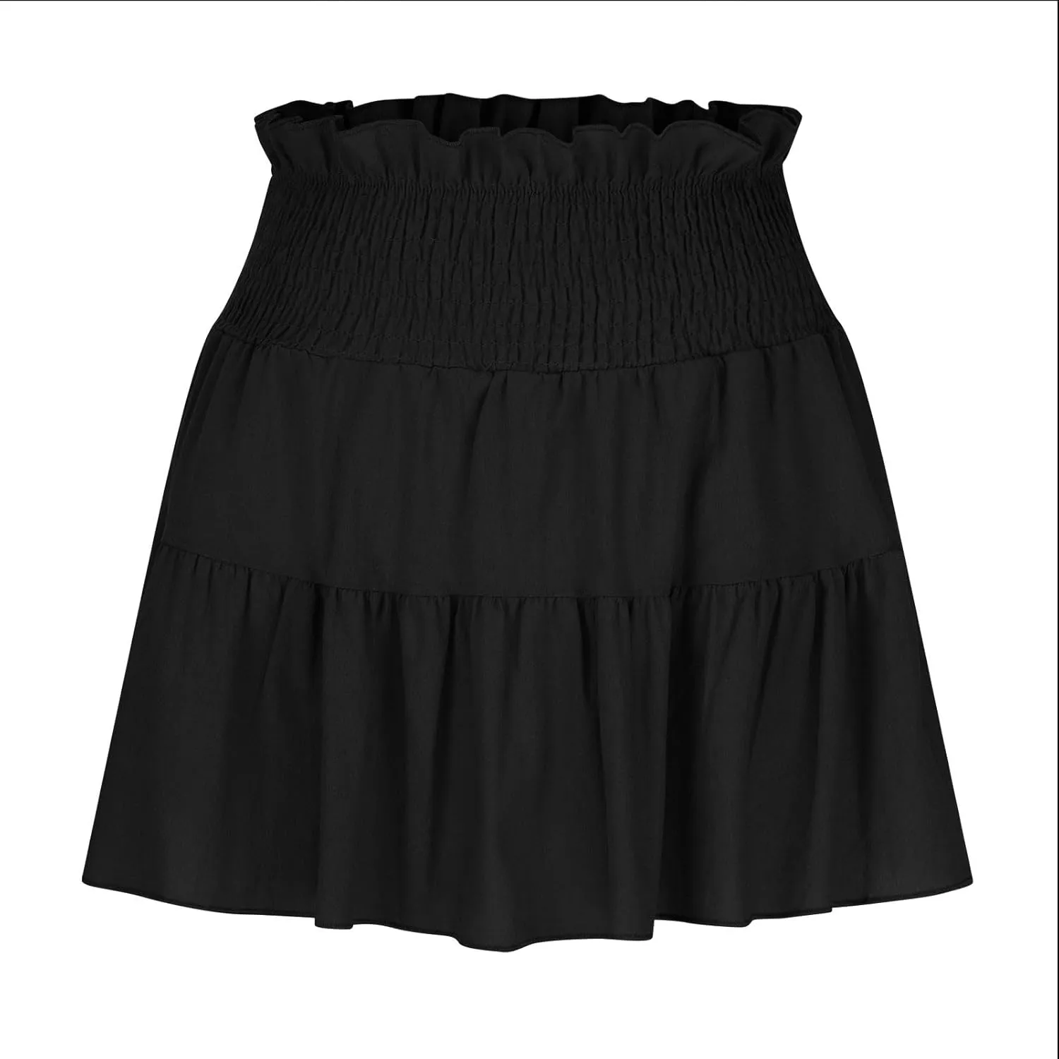 Womens Summer Skirts High Waisted Ruffle Mini Skirt Flowy A Line Skirt Pleated Elastic Waist Skirts Vacation Clothes