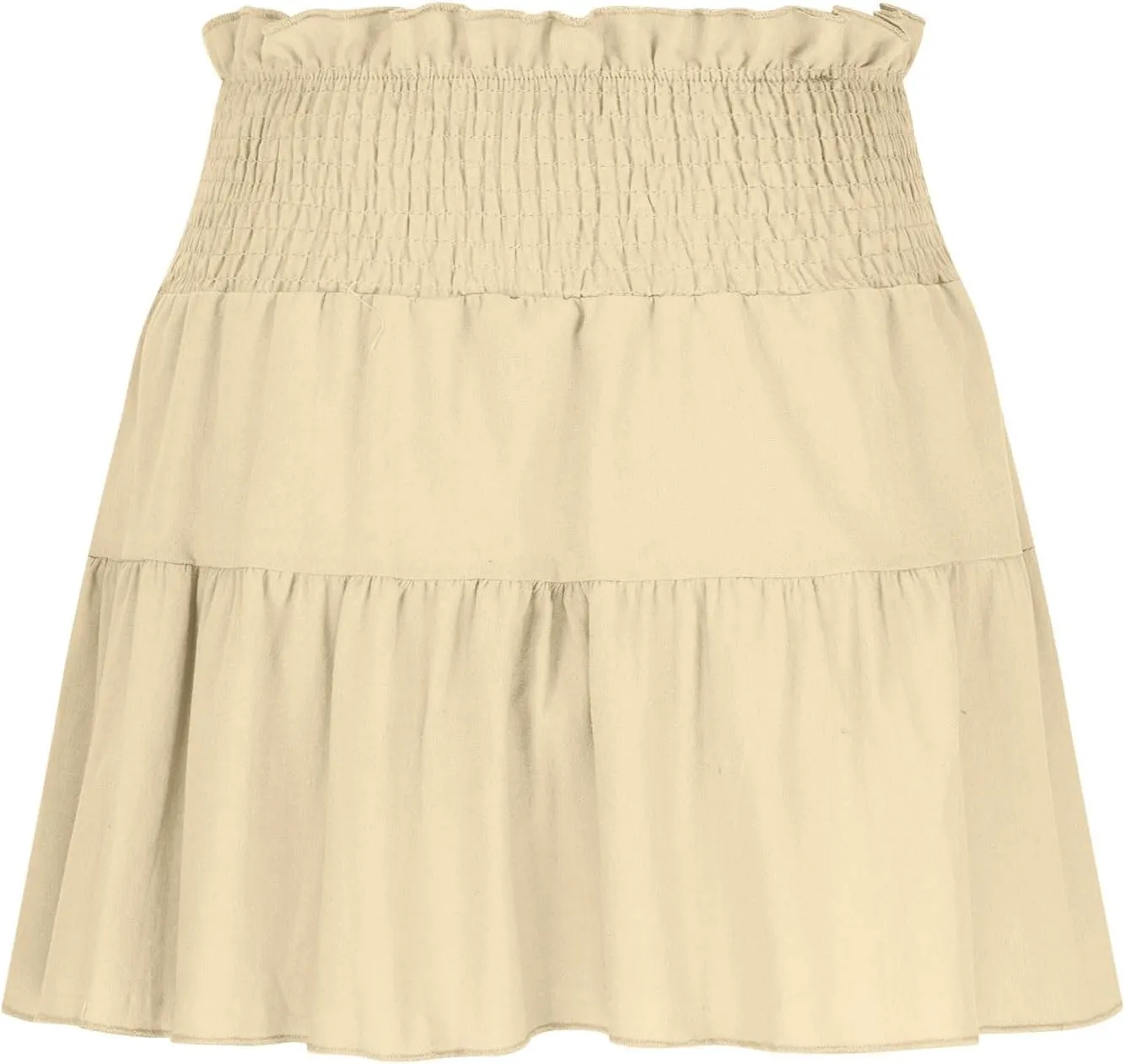 Womens Summer Skirts High Waisted Ruffle Mini Skirt Flowy A Line Skirt Pleated Elastic Waist Skirts Vacation Clothes