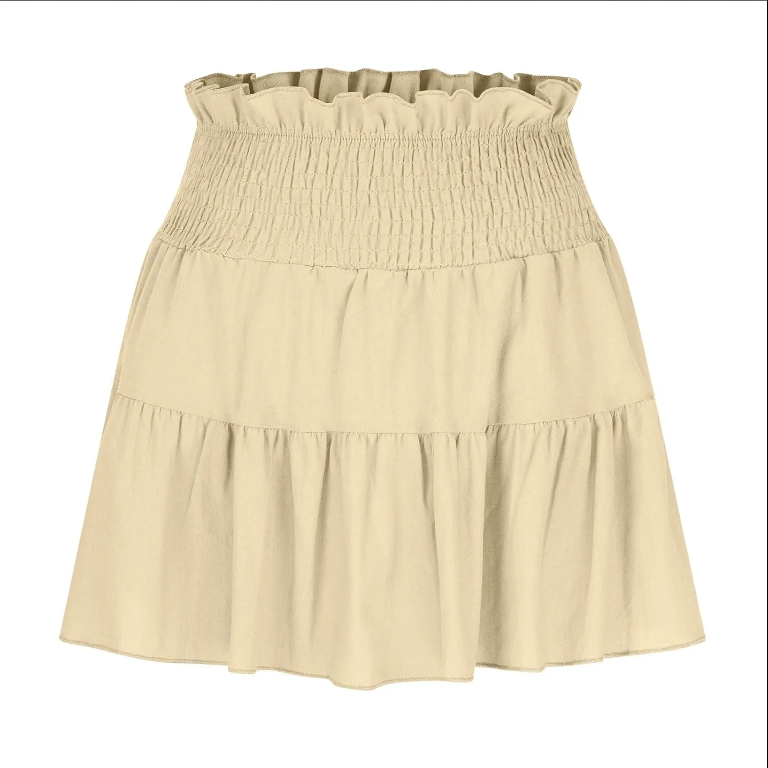 Womens Summer Skirts High Waisted Ruffle Mini Skirt Flowy A Line Skirt Pleated Elastic Waist Skirts Vacation Clothes