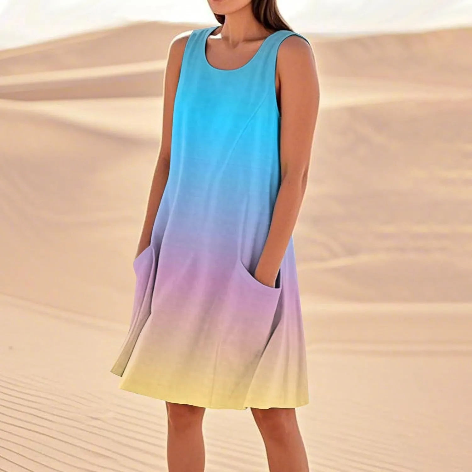 Womens Summer Tank Dresses Casual Sleeveless Midi Dress Cotton Beach Floral Sundress Vacation Travel Outfits