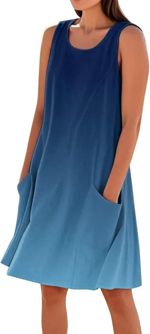 Womens Summer Tank Dresses Casual Sleeveless Midi Dress Cotton Beach Floral Sundress Vacation Travel Outfits