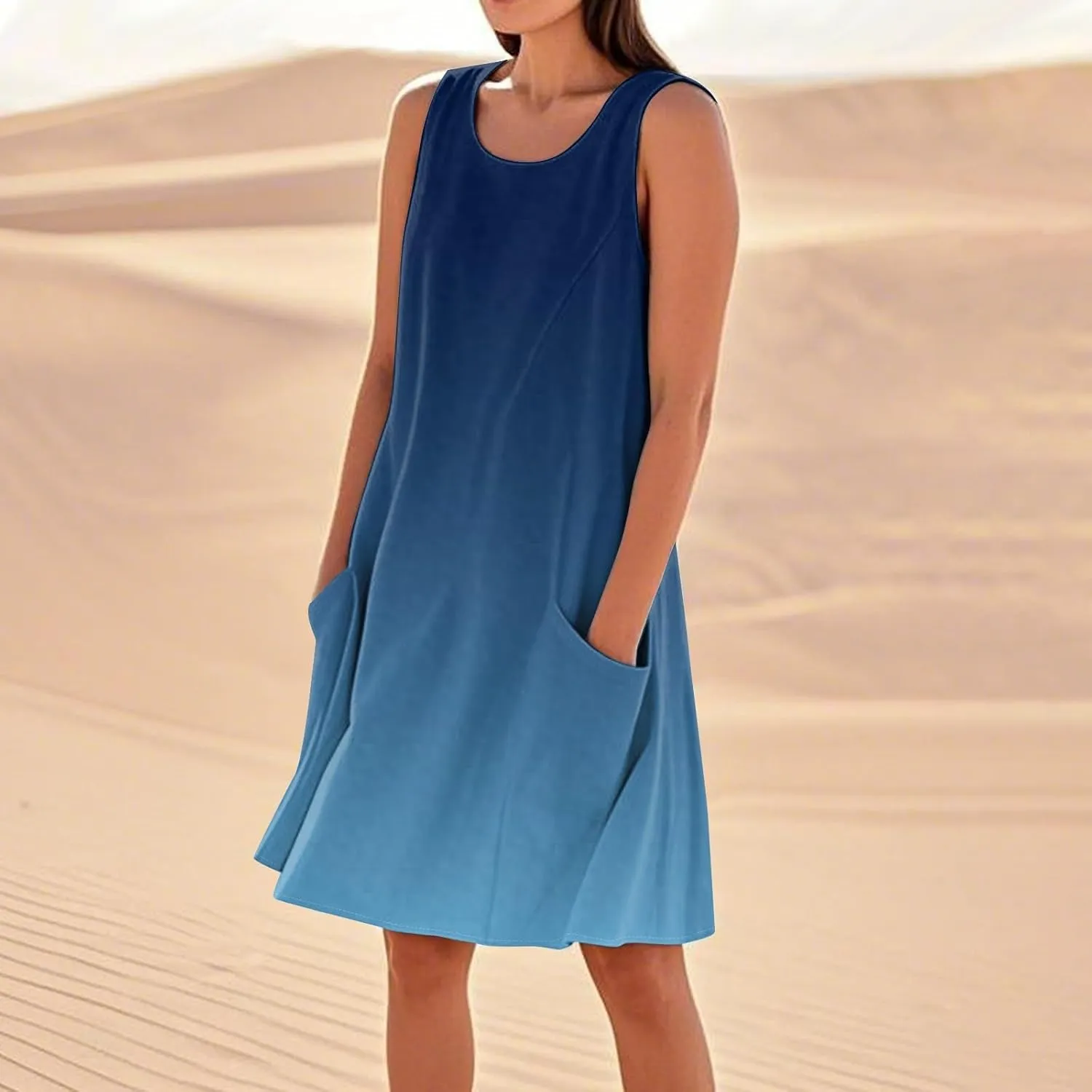 Womens Summer Tank Dresses Casual Sleeveless Midi Dress Cotton Beach Floral Sundress Vacation Travel Outfits