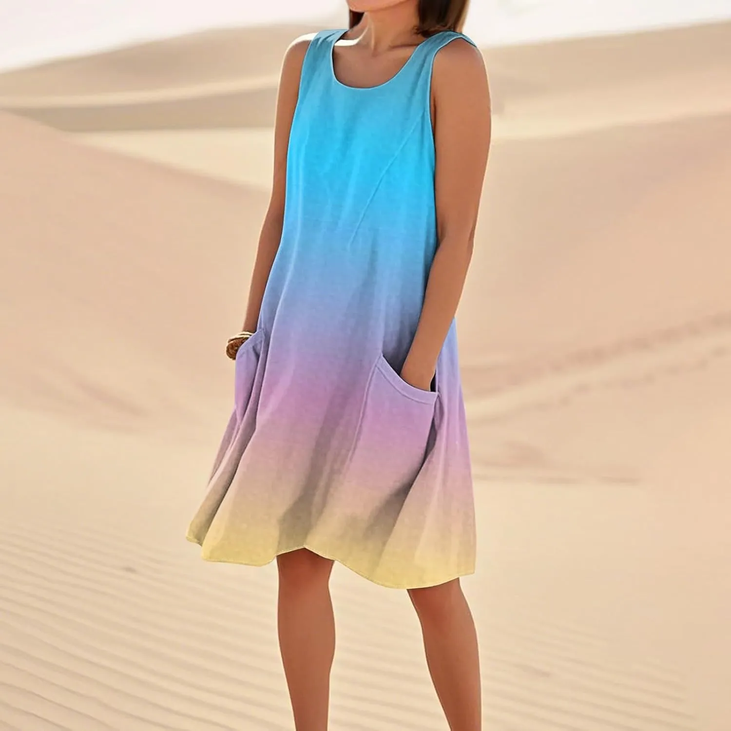 Womens Summer Tank Dresses Casual Sleeveless Midi Dress Cotton Beach Floral Sundress Vacation Travel Outfits
