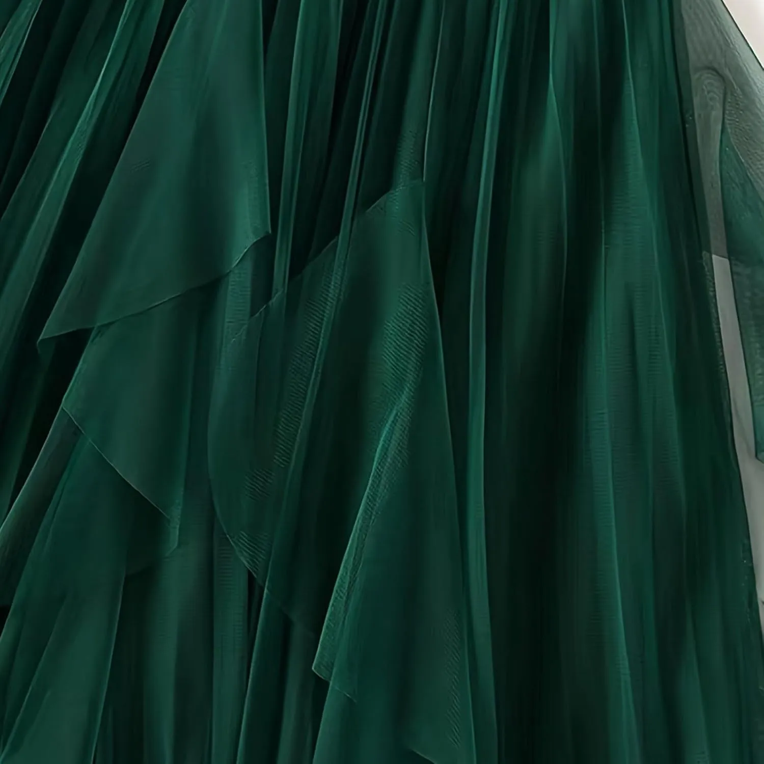 Women's Sweet Elastic Waist Tulle Skirt Asymmetrical Layered Ruffles Mesh Midi Tiered Skirt Prom Party Dance Skirts