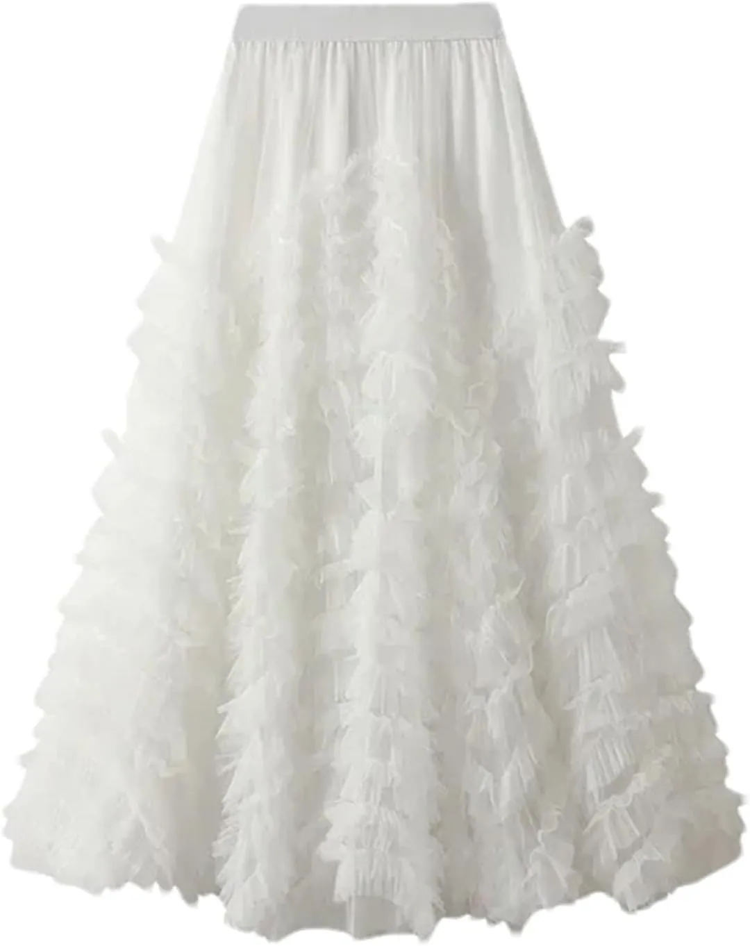 Women's Tiered Tulle Maxi A Line Skirt Summer High Waist Mesh Long Skirt