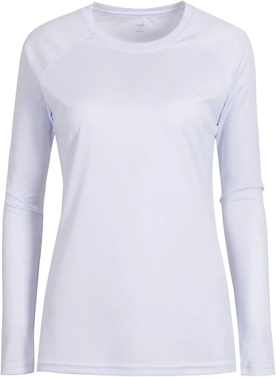 Womens Workout Shirts Long Sleeve Crew Neck T Shirt Slim Fit Sports Running Shirts Breathable Athletic Tops