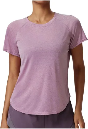 Women's Workout Shirts Short Sleeve Sports Tee Crew Neck Running Yoga Quick Dry Top 2025 Summer Vacation Blouses