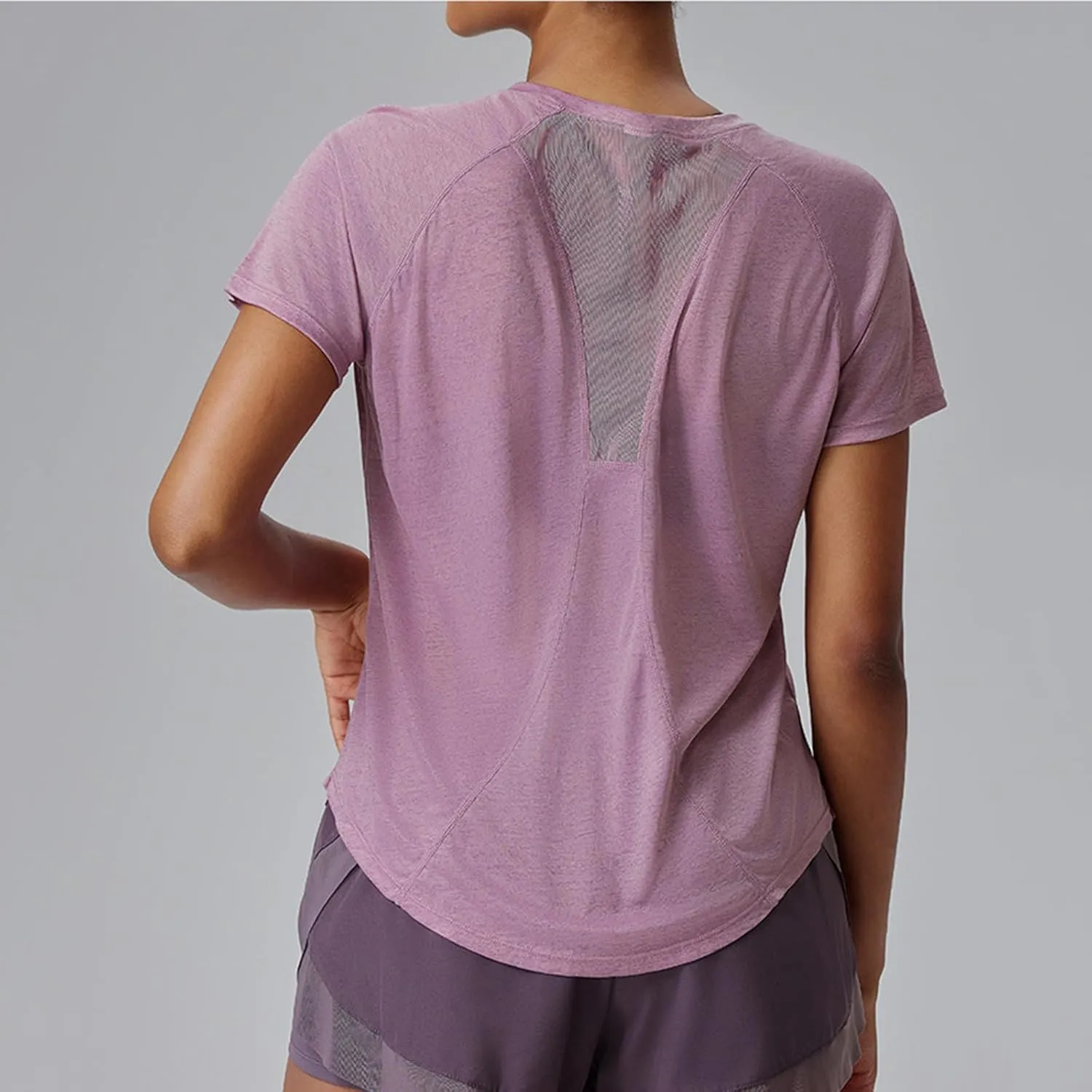Women's Workout Shirts Short Sleeve Sports Tee Crew Neck Running Yoga Quick Dry Top 2025 Summer Vacation Blouses