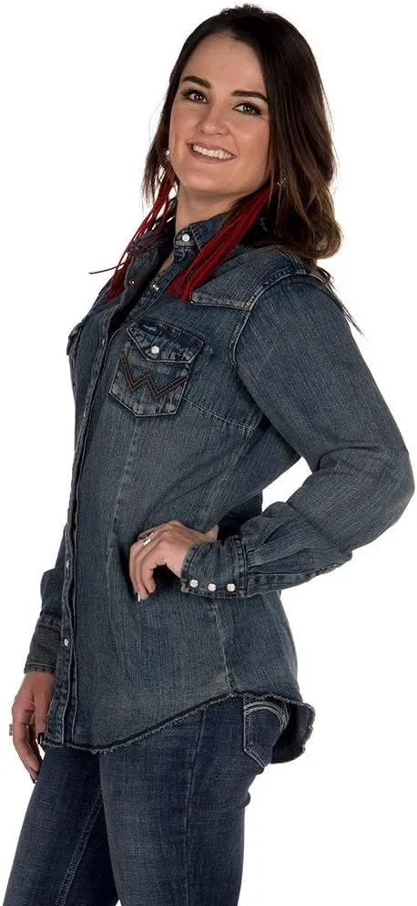 Wrangler Women's Western Snap Work Long Sleeve Shirt