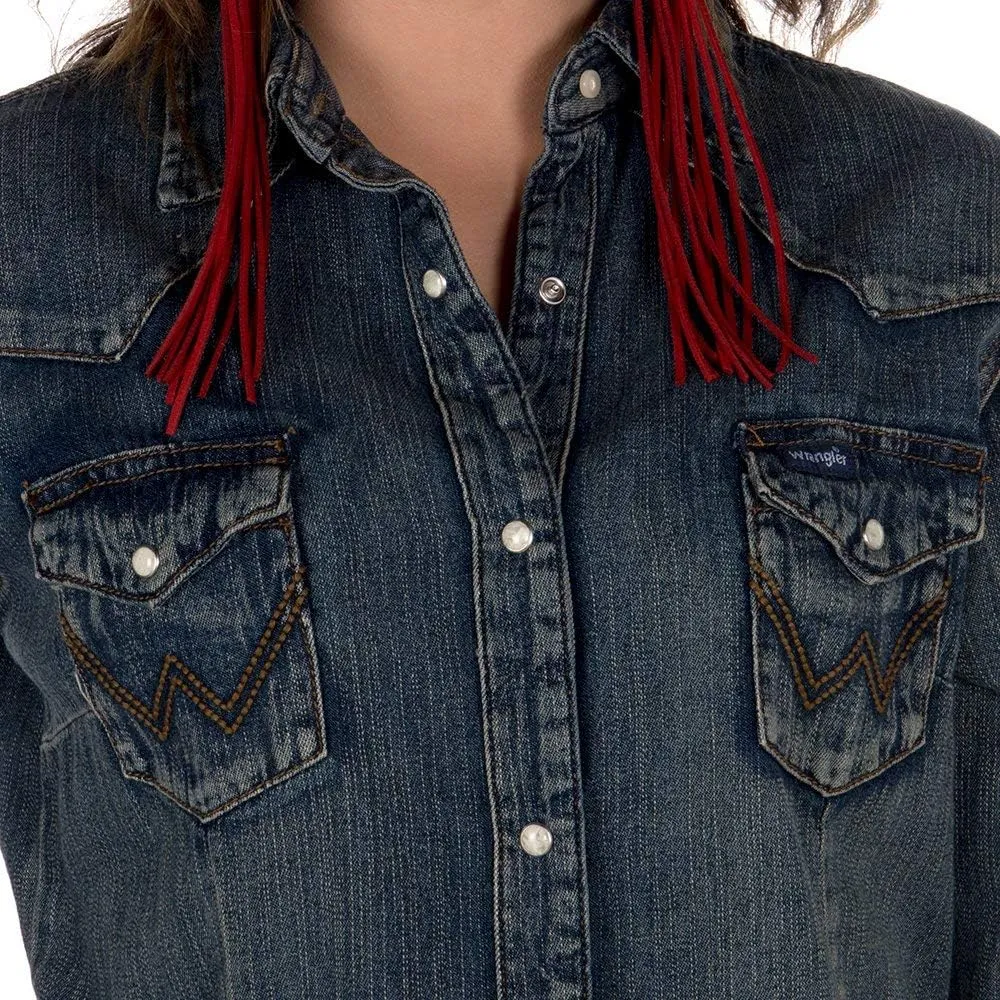 Wrangler Women's Western Snap Work Long Sleeve Shirt