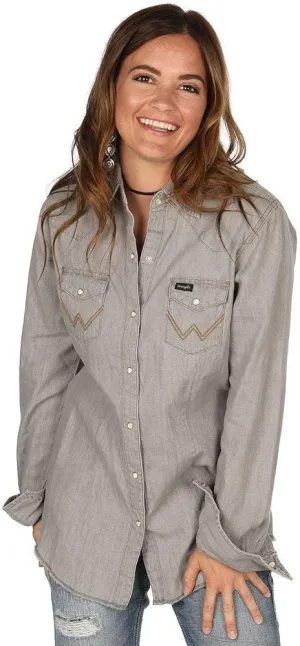 Wrangler Women's Western Snap Work Long Sleeve Shirt