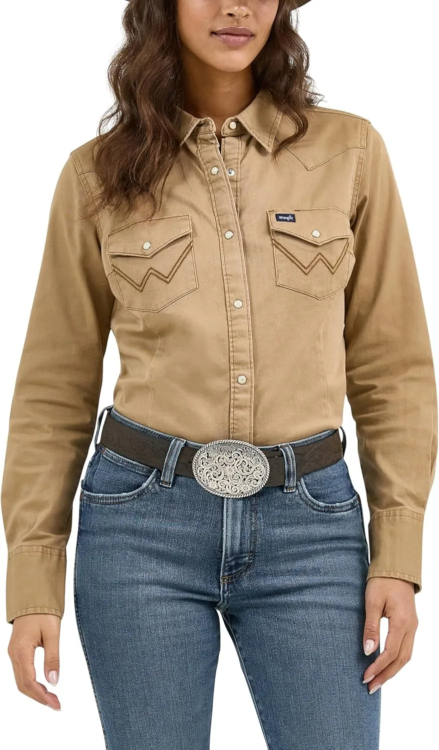 Wrangler Women's Western Snap Work Long Sleeve Shirt