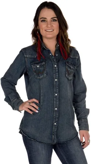 Wrangler Women's Western Snap Work Long Sleeve Shirt