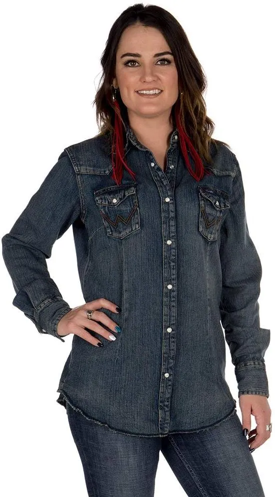 Wrangler Women's Western Snap Work Long Sleeve Shirt