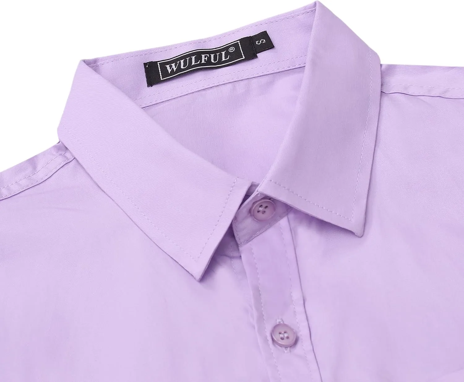 WULFUL Men's Casual Long Sleeve Dress Shirt Print Cotton Business Button Down Shirts Regular Fit