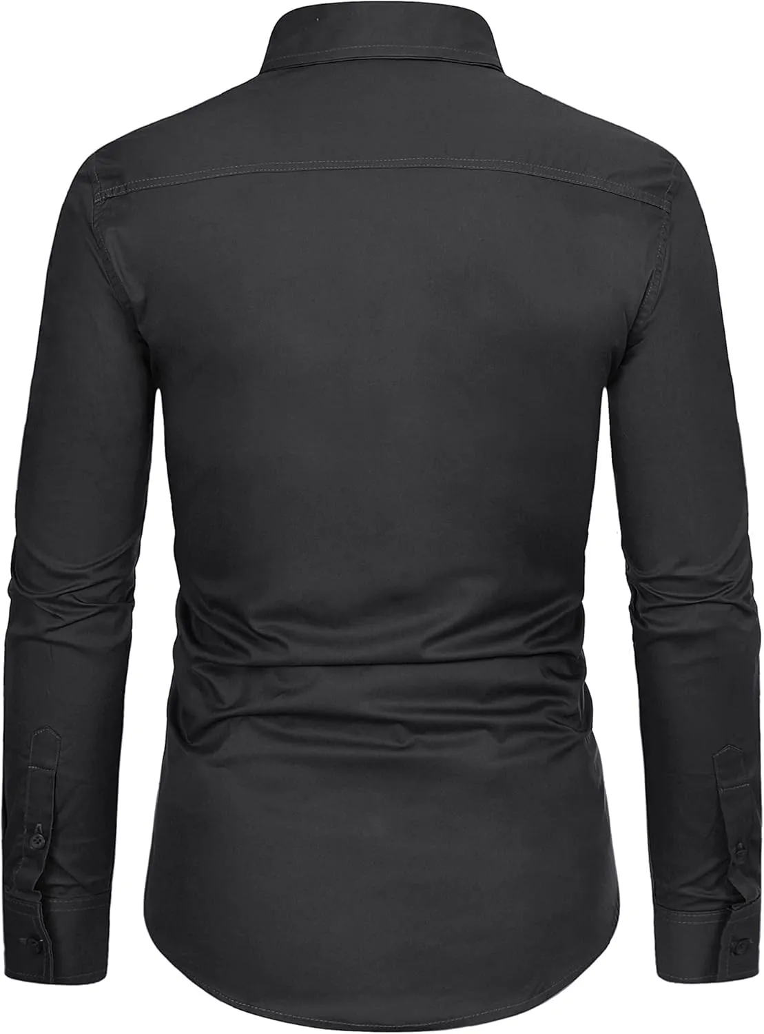 WULFUL Men's Casual Long Sleeve Dress Shirt Print Cotton Business Button Down Shirts Regular Fit