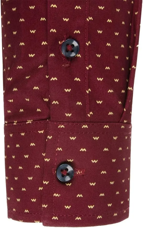 WULFUL Men's Casual Long Sleeve Dress Shirt Print Cotton Business Button Down Shirts Regular Fit