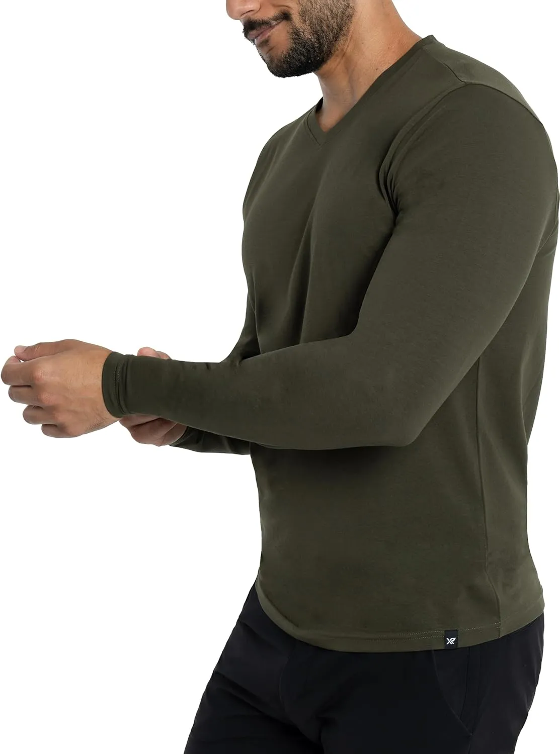 X RAY Men's V-Neck & Henley Long Sleeve T-Shirt, 95% Cotton Stretch Slim Fit Basic Shirt for Men