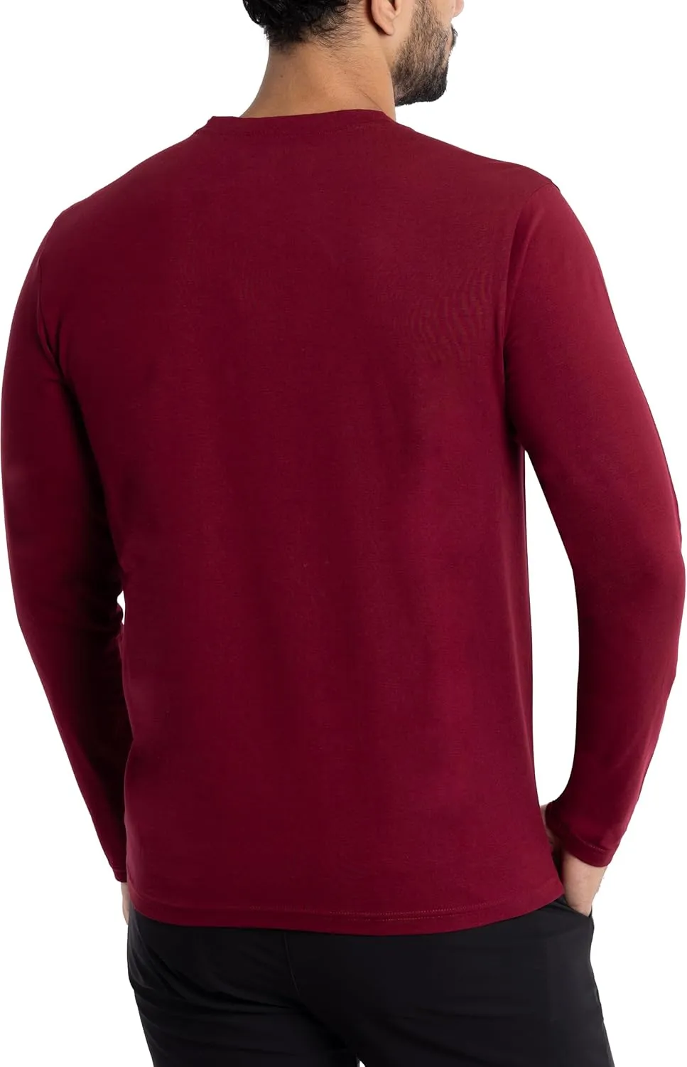 X RAY Men's V-Neck & Henley Long Sleeve T-Shirt, 95% Cotton Stretch Slim Fit Basic Shirt for Men