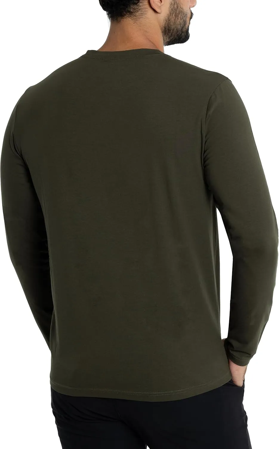 X RAY Men's V-Neck & Henley Long Sleeve T-Shirt, 95% Cotton Stretch Slim Fit Basic Shirt for Men