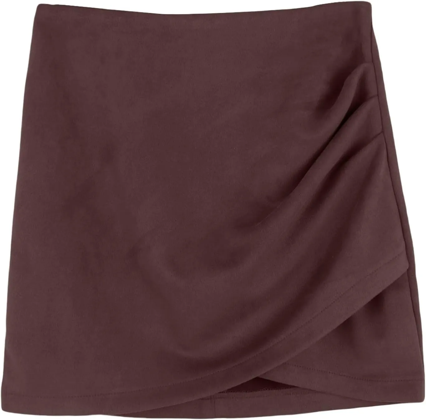 XOWRTE Mini Skirt Women's Sexy Faux Suede Short Skirt High Waist Tight Pencil Skirt Plain Leather Skirt Irregular A-line