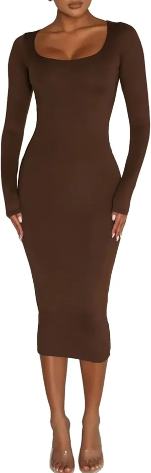 Xuan2Xuan3 Women's Dresses Fall Long Sleeve Snake Printed Zipper Neck Knit Bodycon Evening Party Long Dress