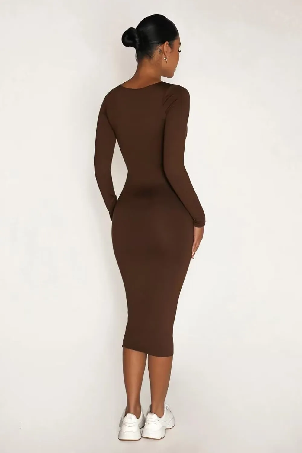 Xuan2Xuan3 Women's Dresses Fall Long Sleeve Snake Printed Zipper Neck Knit Bodycon Evening Party Long Dress