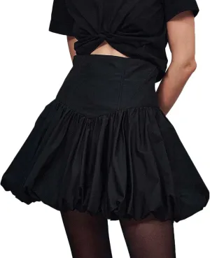 Y2k Bubble Mini Skirt Women Pleated Ruffle Hem High Elastic Waist Short Skirt Aline Balloon Puffy Beach Mini Skirt