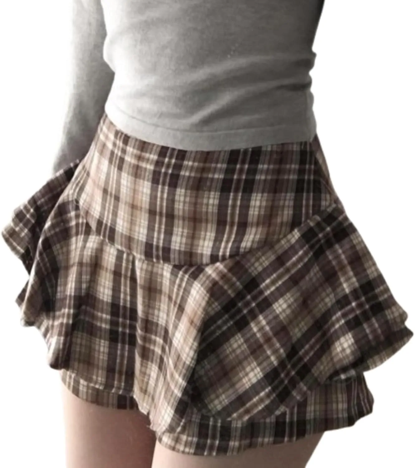 Y2k Women's Plaid Print Pleated Skirt Tartan School Uniform Mini Skirt Pleated Mini Skirt Plaid Mini Skirt