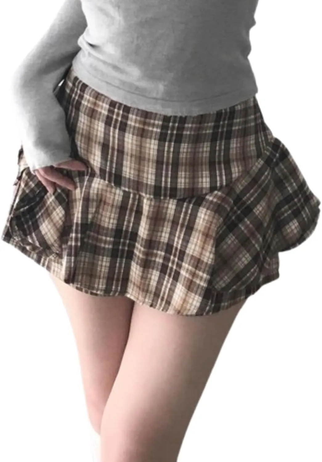 Y2k Women's Plaid Print Pleated Skirt Tartan School Uniform Mini Skirt Pleated Mini Skirt Plaid Mini Skirt